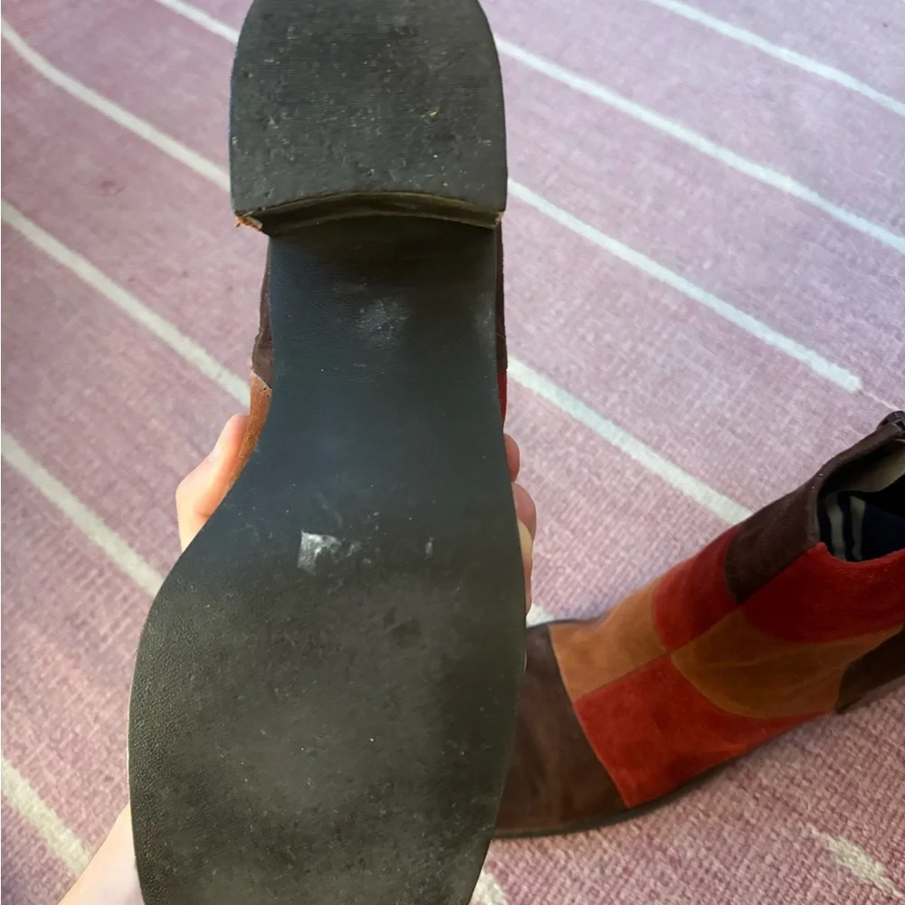 90’s/Y2K Vintage Nine West Suede Colorful Patchwork Ankle Boots - Picture 7 of 10